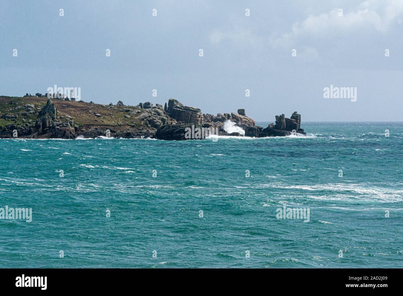 Peninnis faro sulla testa di Peninnis, St Mary, Isole Scilly Foto Stock