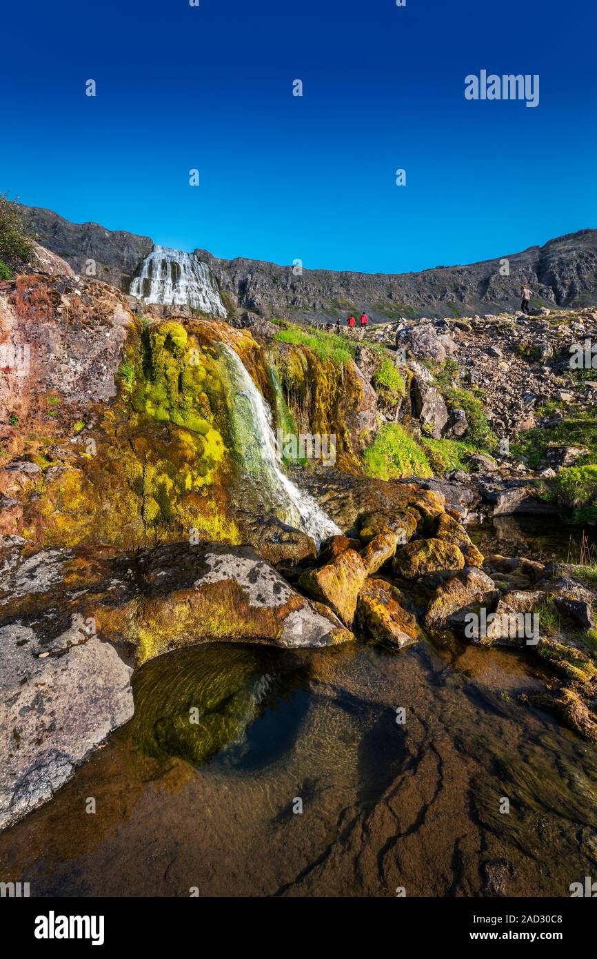Cascata Dynjandi area, Westjfords, Islanda Foto Stock