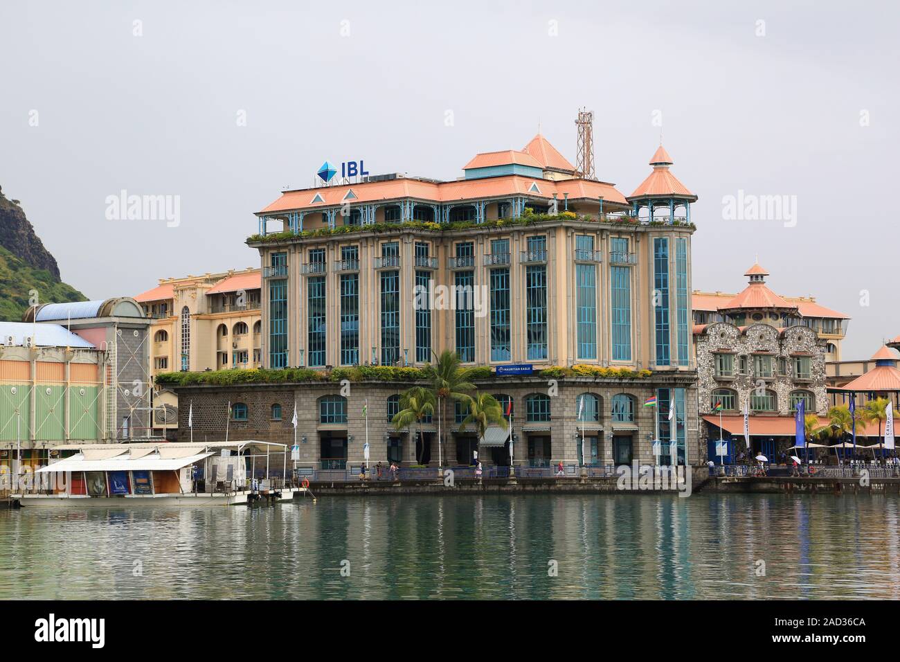 Maurizio, Port Louis, vista città nella zona del porto Foto Stock