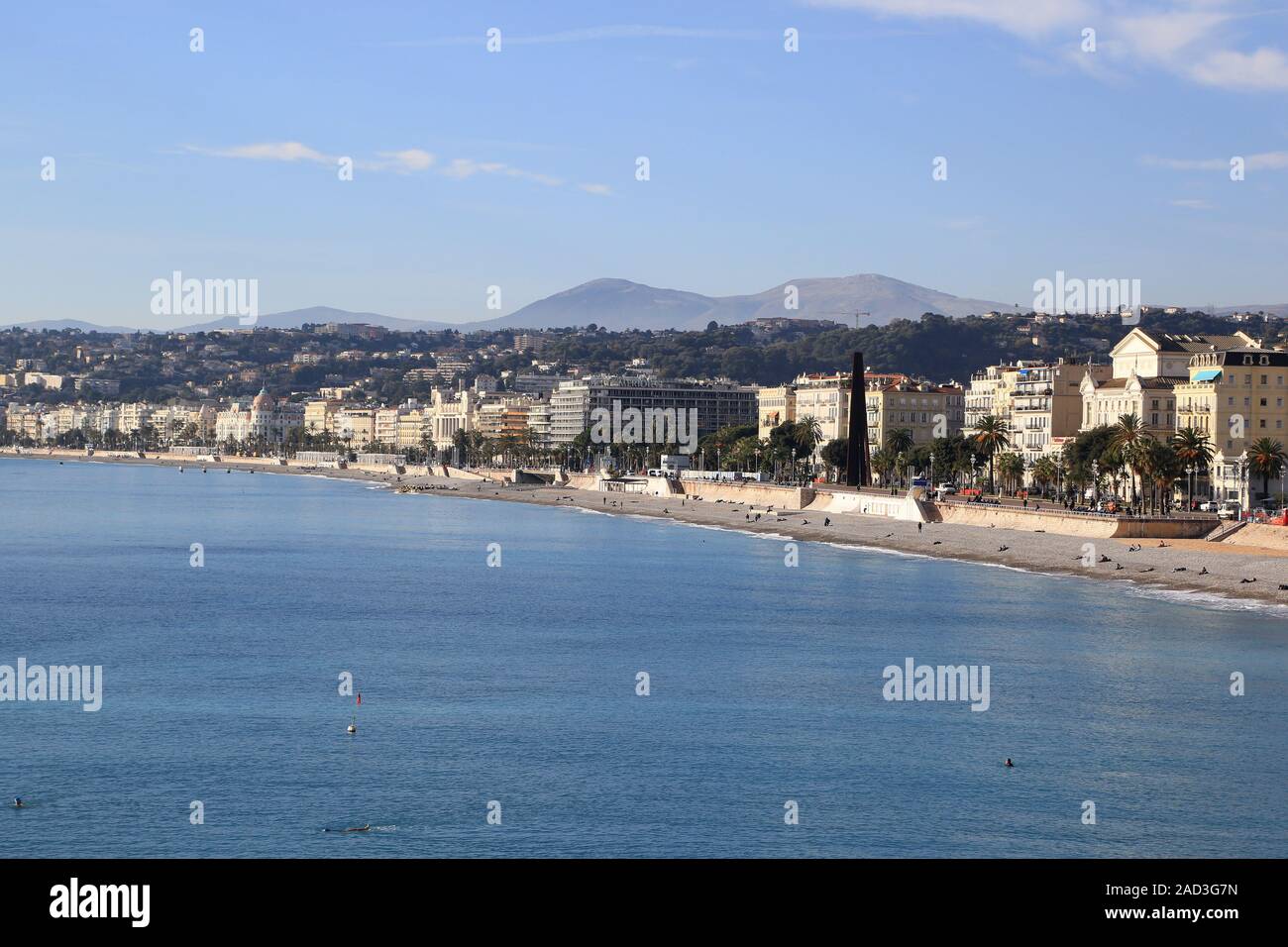 Nizza Promenade des Anglais, Cote d'Azur, Mittelmeer Foto Stock