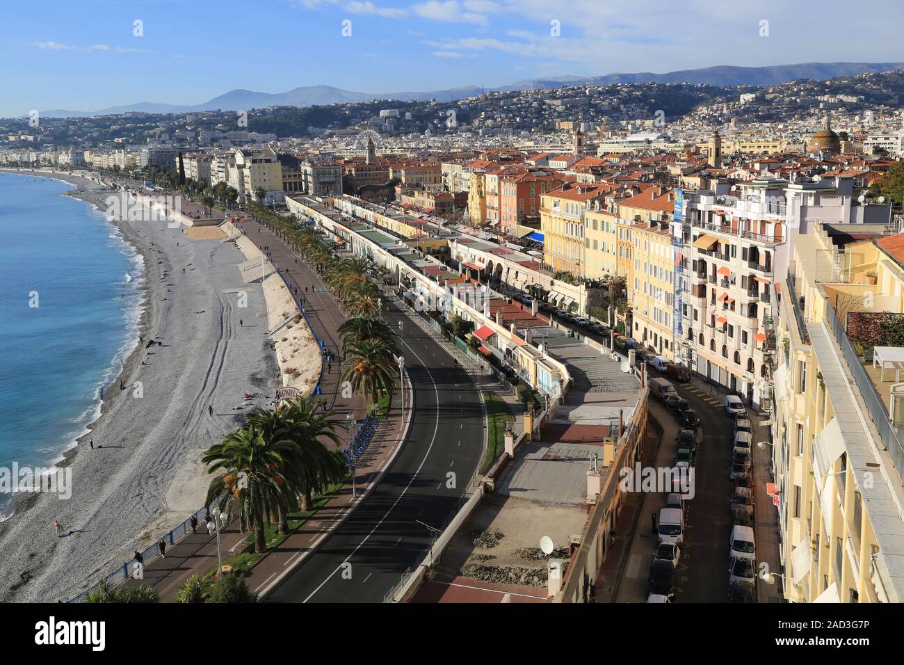 Nizza Promenade des Anglais, Cote d'Azur, Mittelmeer Foto Stock