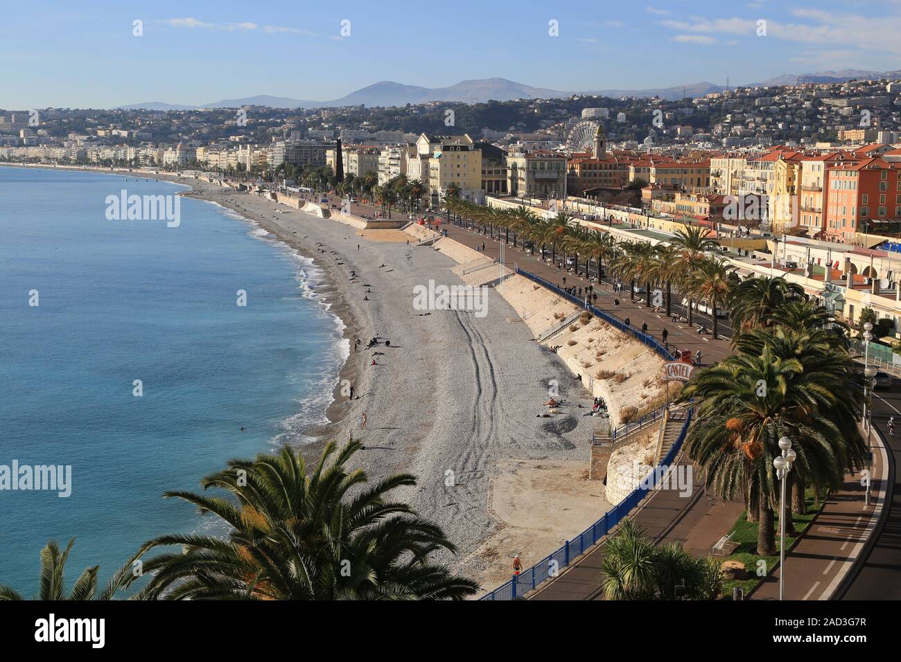 Nizza Promenade des Anglais, Cote d'Azur, Mittelmeer Foto Stock