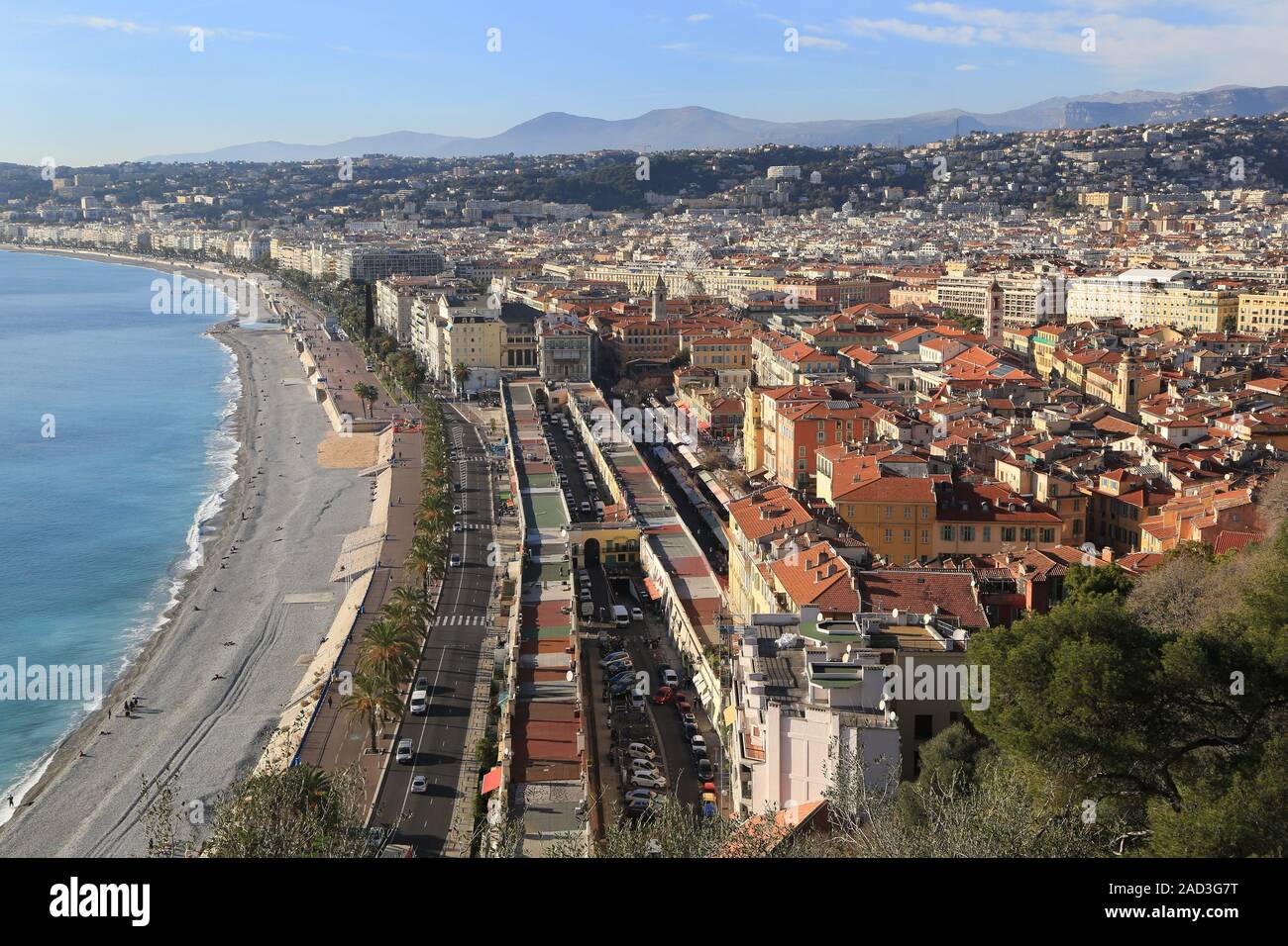 Nizza Promenade des Anglais, Cote d'Azur, Mittelmeer Foto Stock