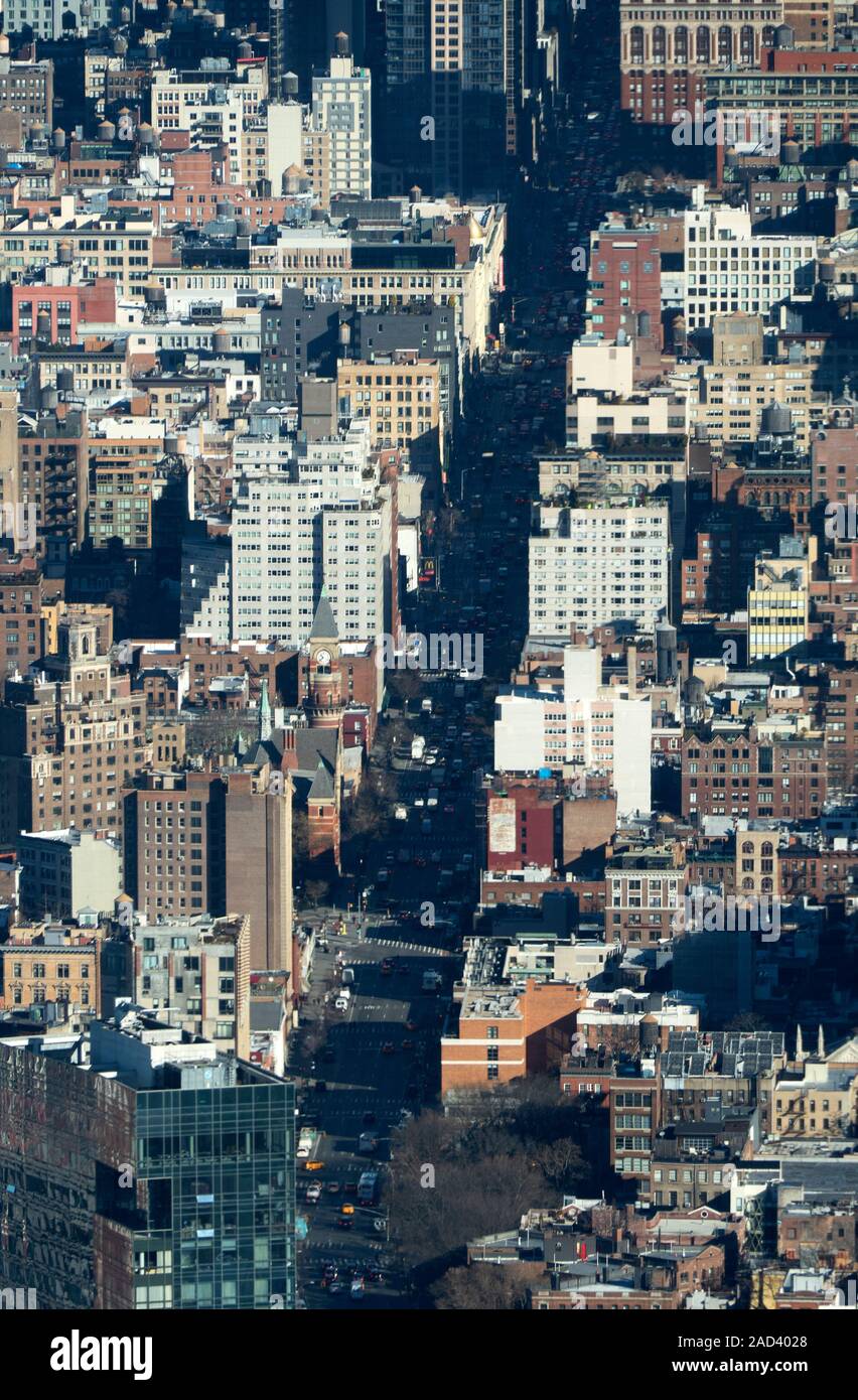 La splendida skyline di Midtown Manhattan Island inclusi Chelsea e il Greenwich Village di New York City, Stati Uniti d'America 2018. Foto Stock