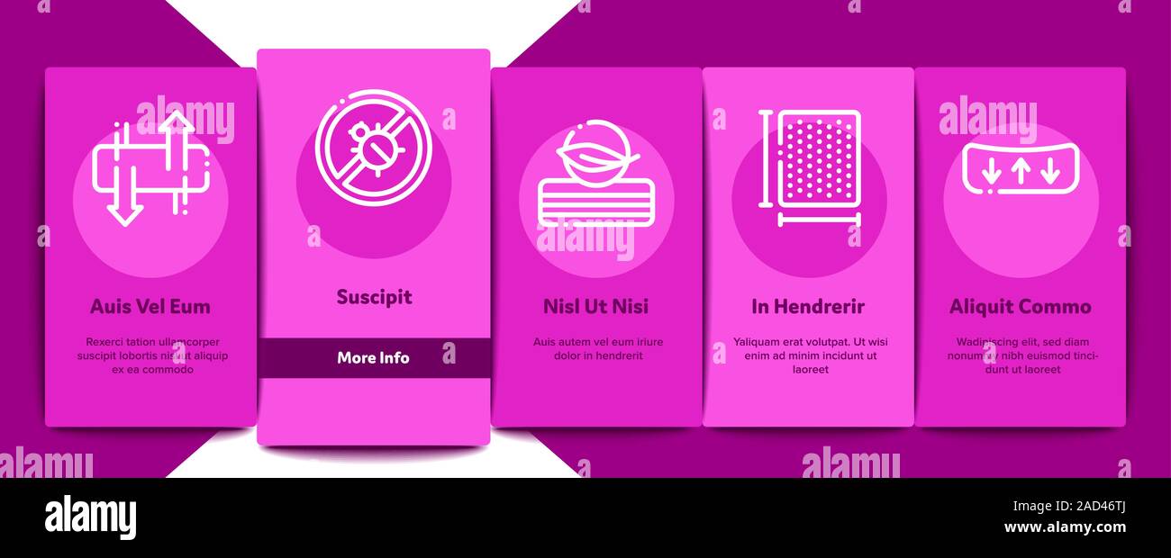 Materasso ortopedico di onboarding elementi set di icone vettore Illustrazione Vettoriale