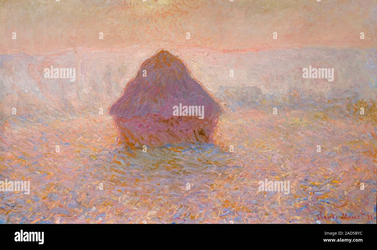 Grainstack, Sun nella nebbia di Claude Monet (1840-1926), olio su tela, 1891 Foto Stock
