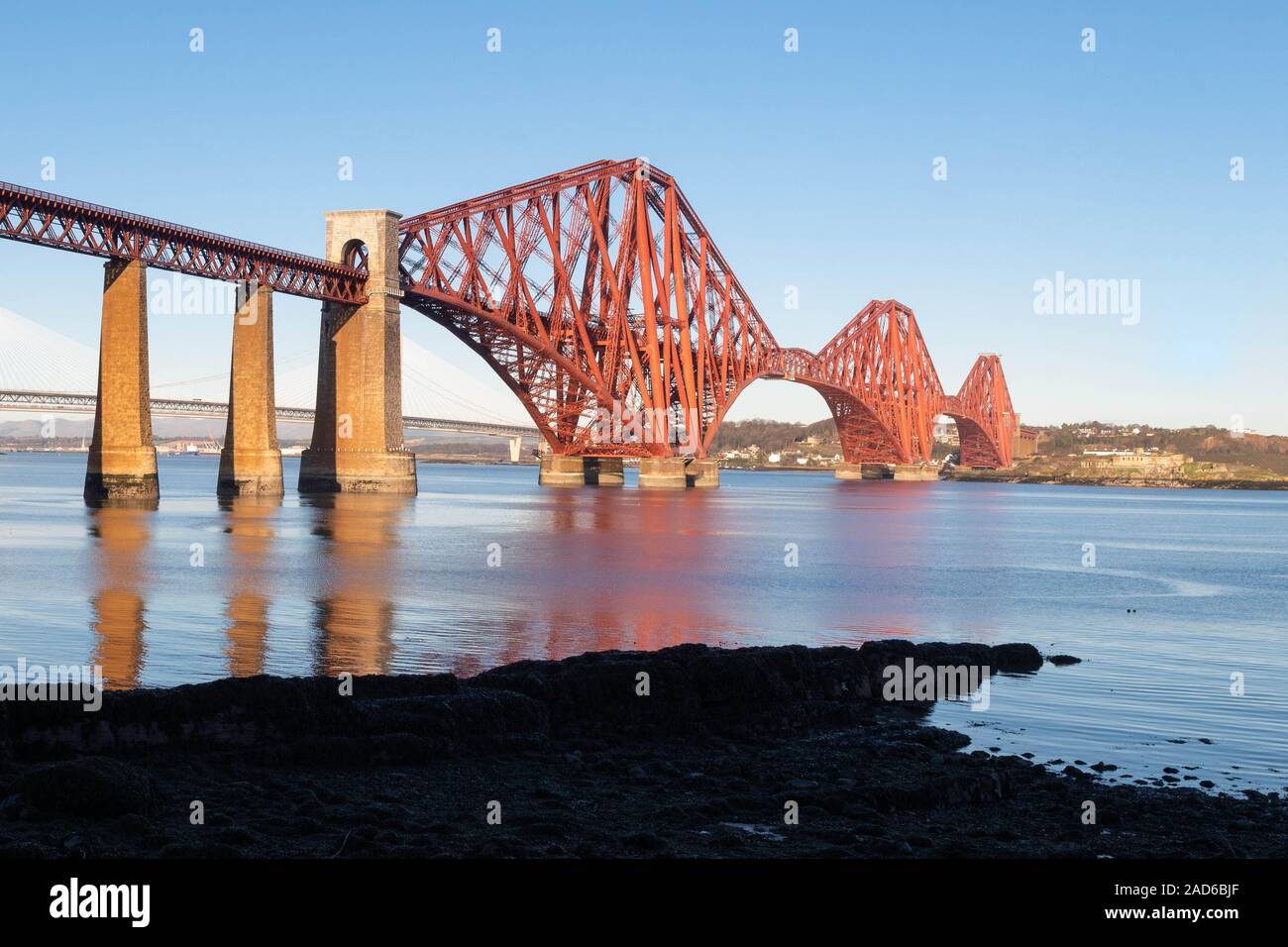 Ponte di Forth Rail, South Queensferry, Firth of Forth, Scotland, Regno Unito Foto Stock
