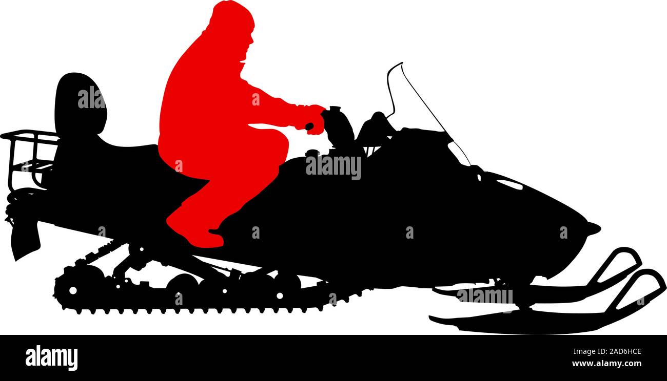 Silhouette motoslitta su sfondo bianco. Illustrazione Vettoriale. Illustrazione Vettoriale