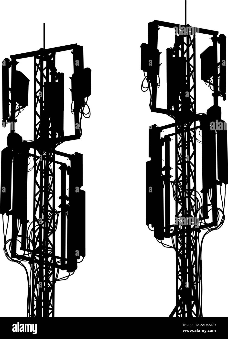 Silhouette antenna montante di comunicazioni mobili. Illustrazione Vettoriale. Illustrazione Vettoriale