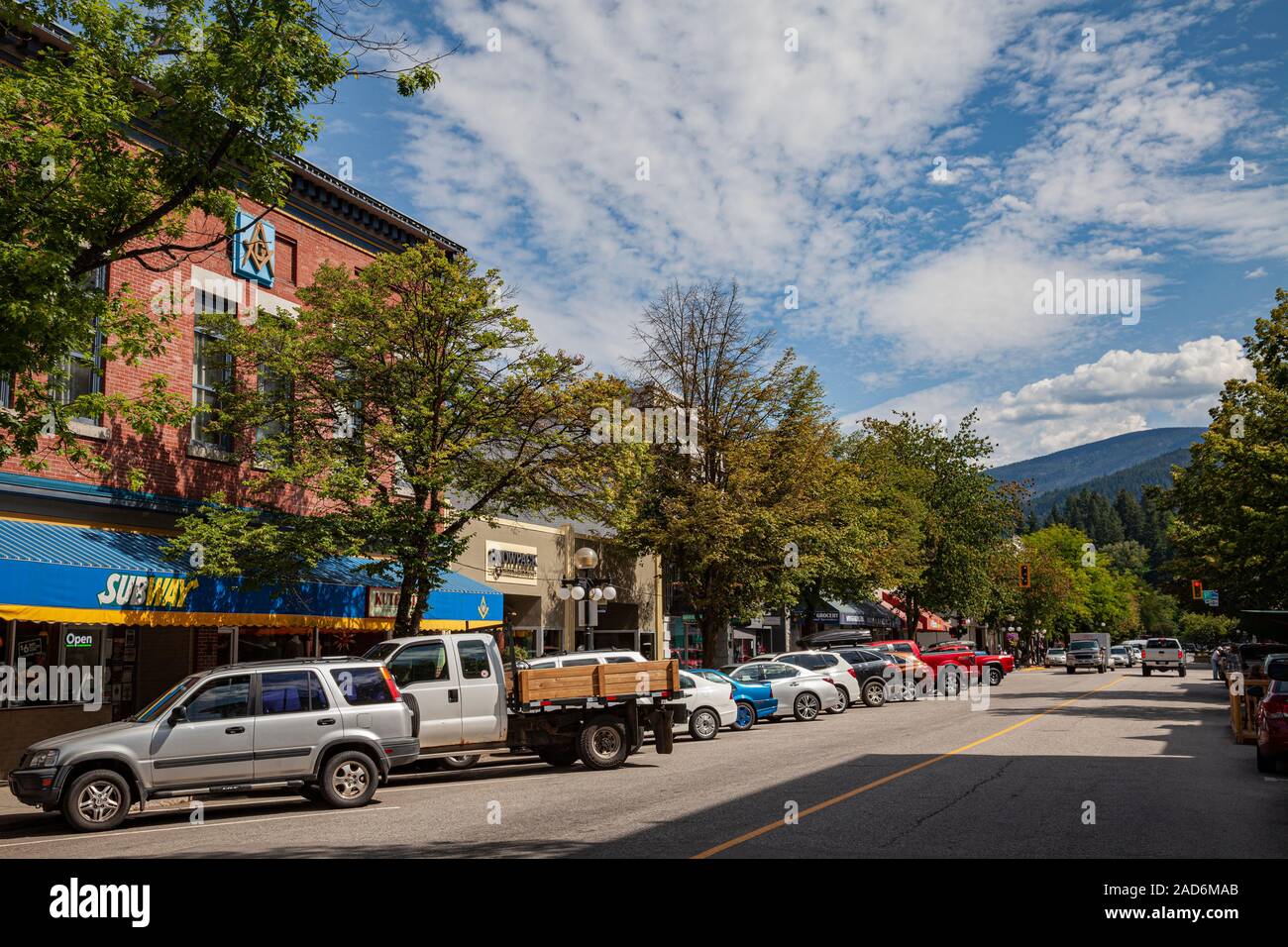 Baker Street, Nelson, West Kootenay, British Columbia, Canada Foto Stock