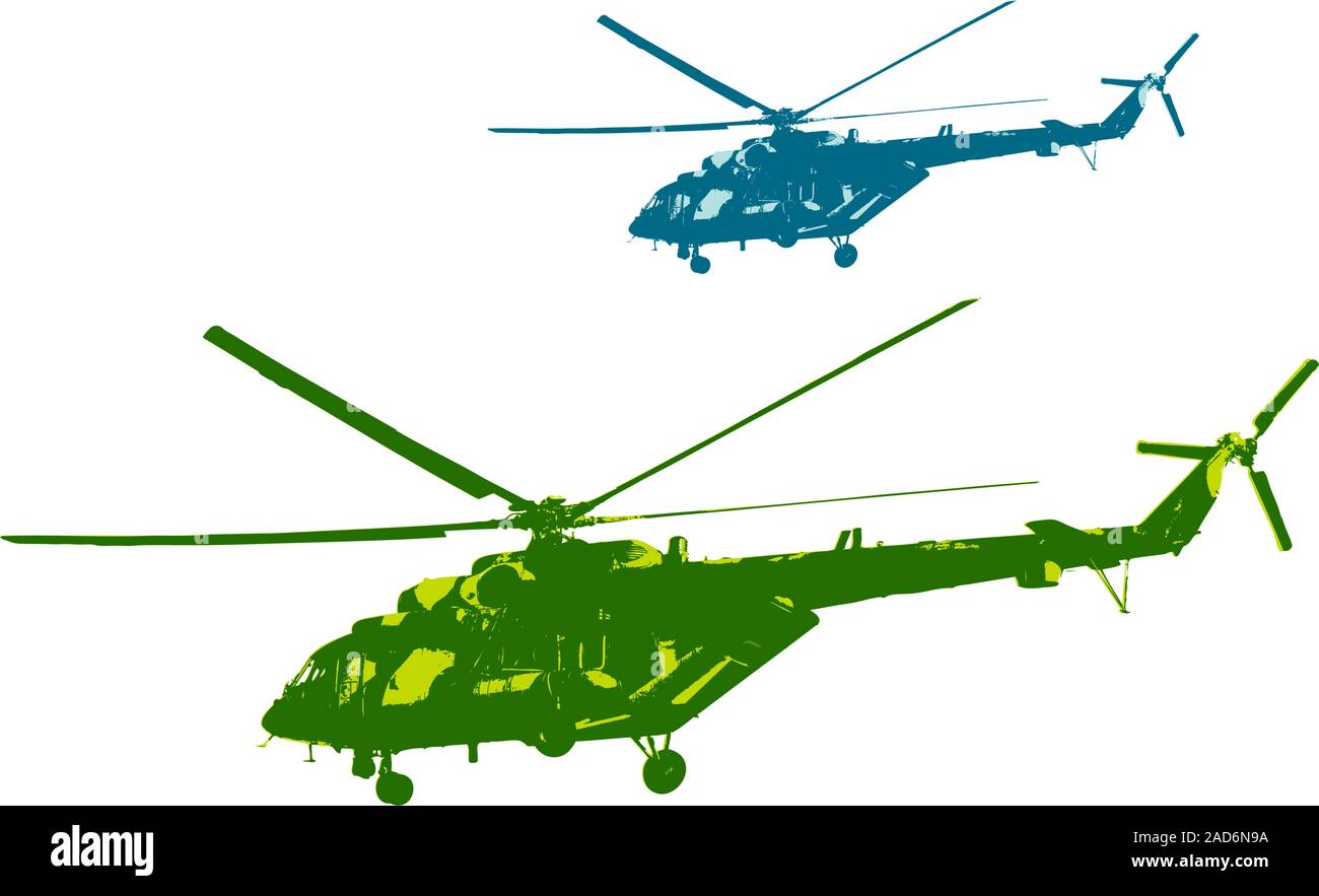 Esercito Russo elicottero Mi-8. Illustrazione Vettoriale. Illustrazione Vettoriale