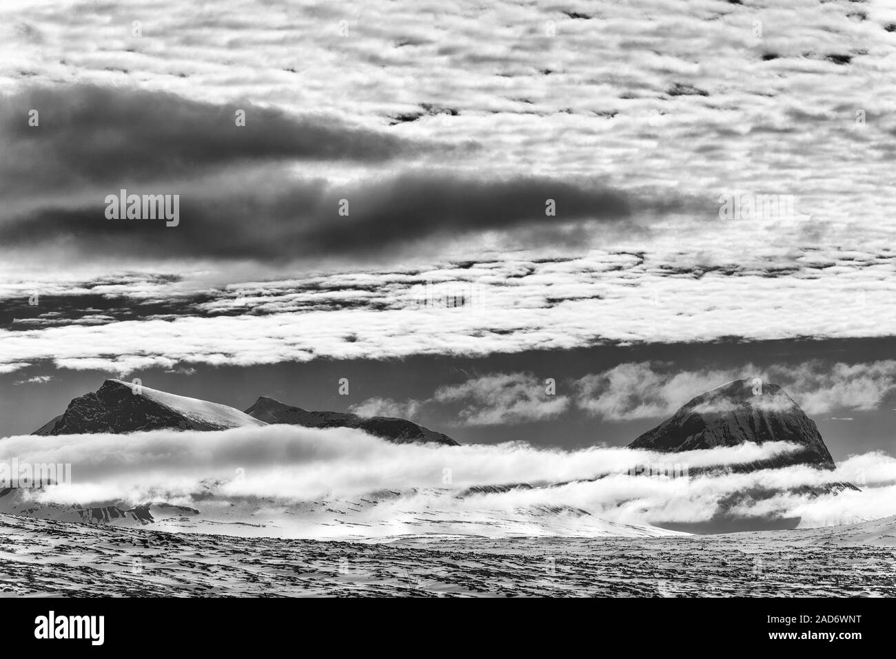 Le montagne in Sarek National Park, Lapponia, Svezia Foto Stock