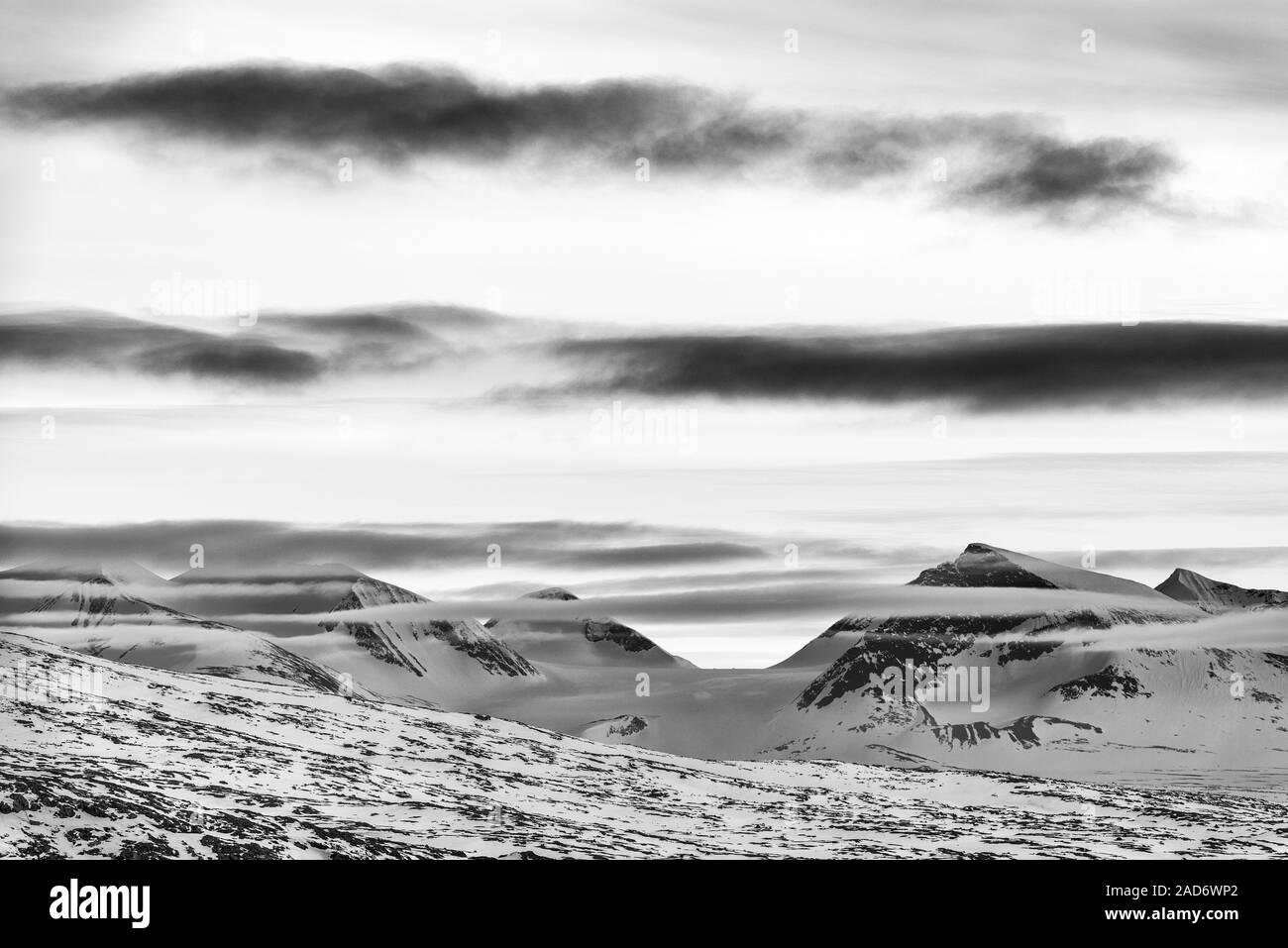 Le montagne in Sarek National Park, Lapponia, Svezia Foto Stock