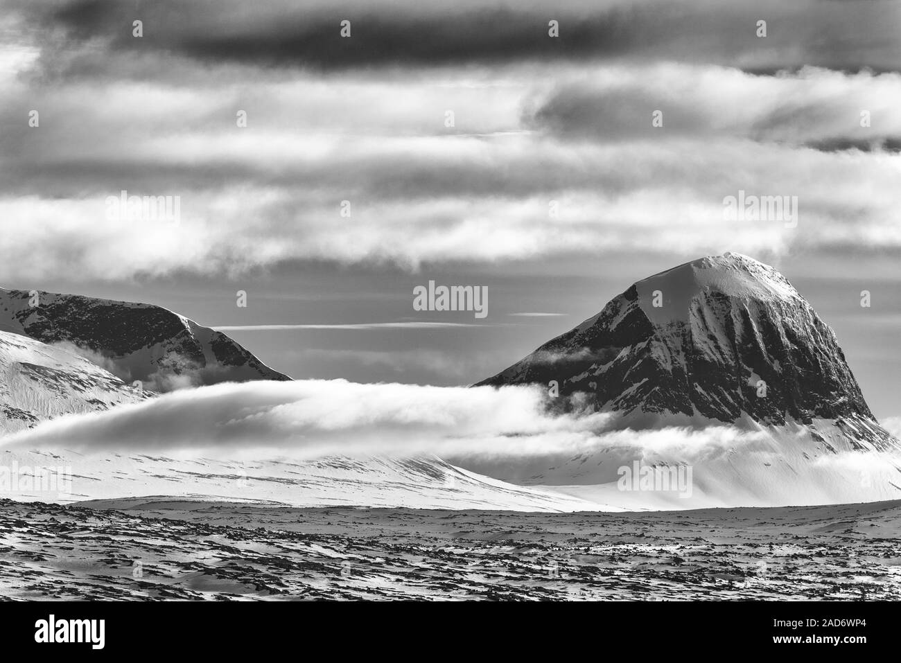 Le montagne in Sarek National Park, Lapponia, Svezia Foto Stock