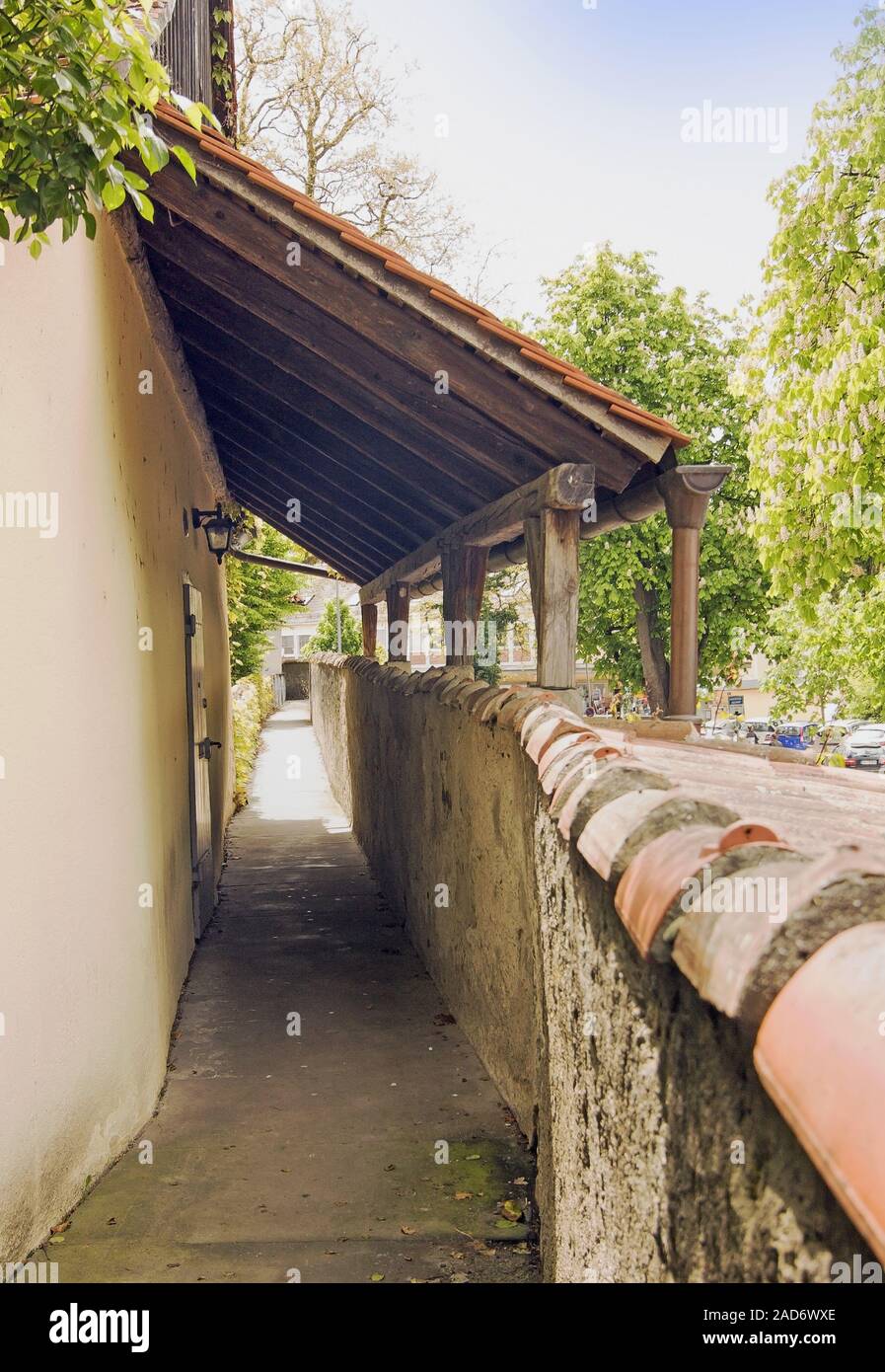 Passaggio sulla parete della città di Lindau sul Lago di Costanza Foto Stock