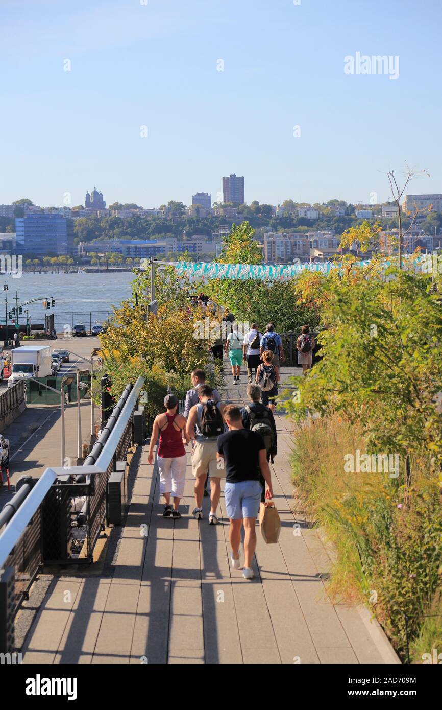 Linea alta Park, il fiume Hudson, Manhattan, New York, New York, Stati Uniti d'America Foto Stock