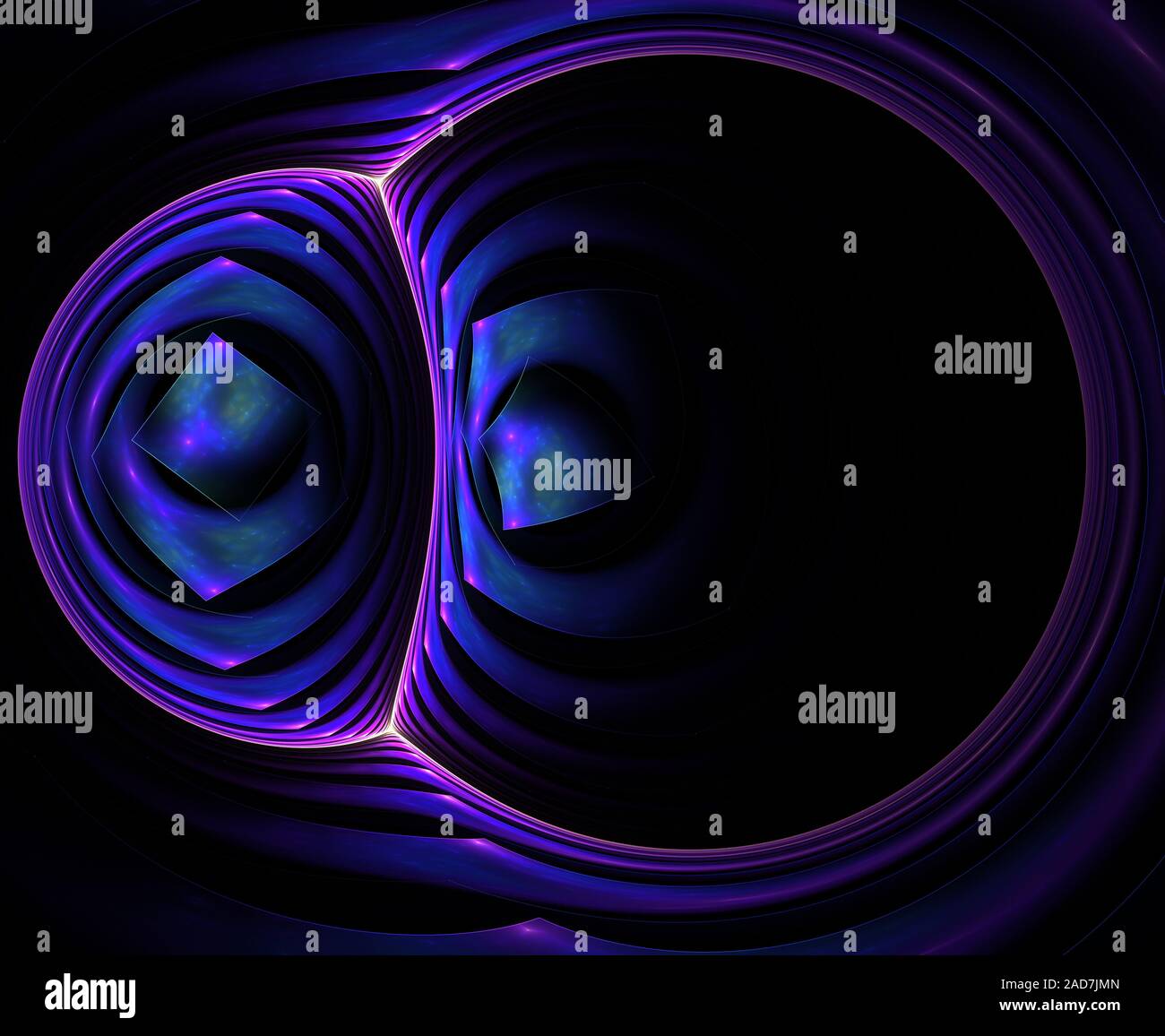 Arrotondato frattale astratto . Computer immagine generata. Colori al neon Foto Stock