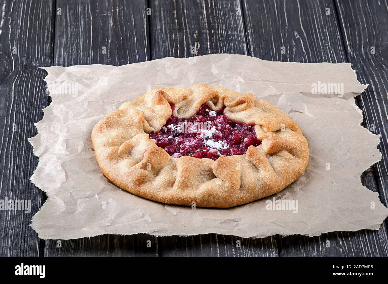 Aprire pie Galette con ribes rosso Foto Stock