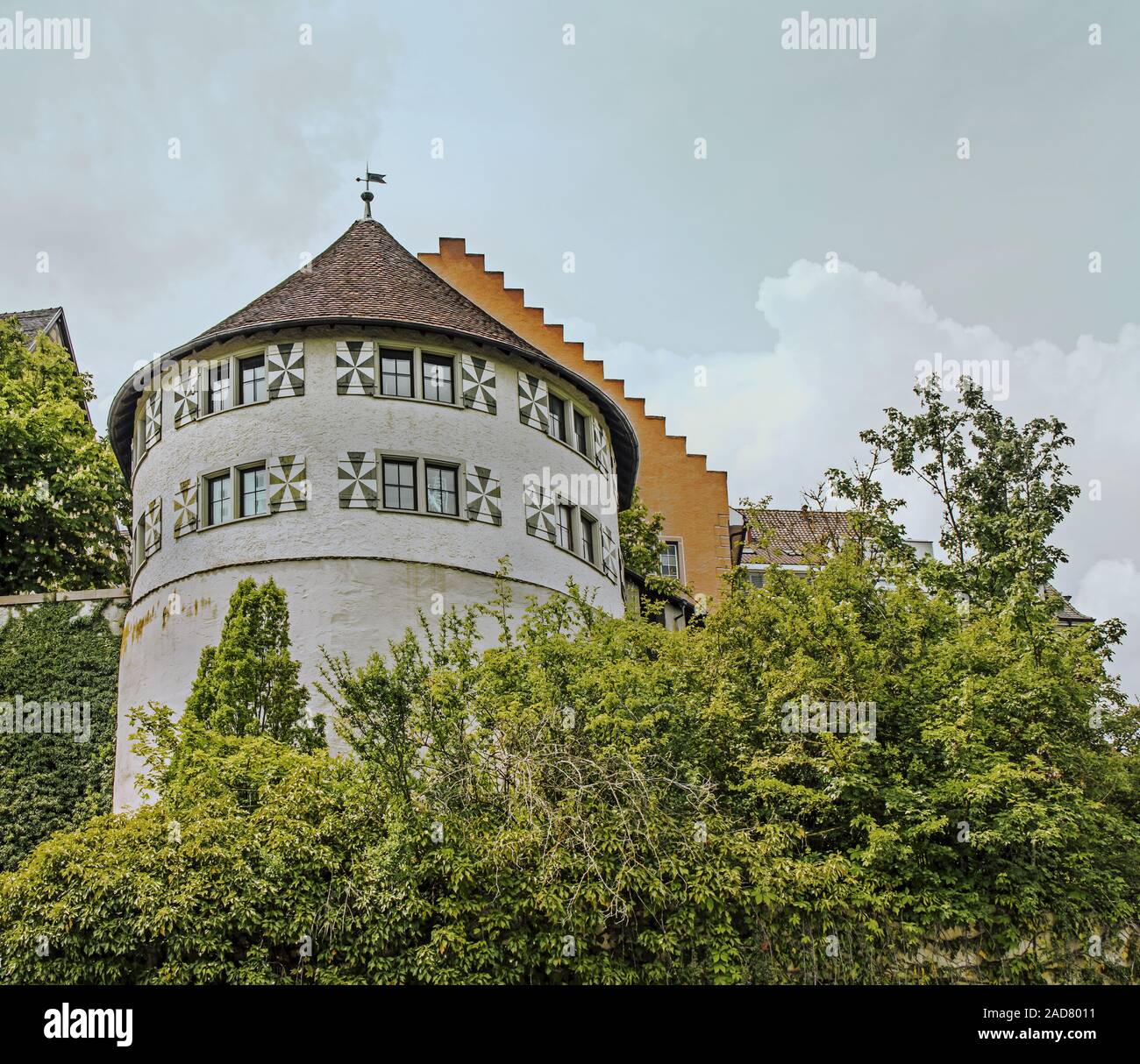 Schützenturm, una storica torre di difesa sulla parete della città in Engen Foto Stock