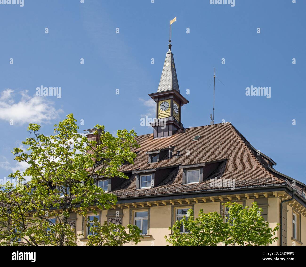 Della torre del municipio di Neustadt, Titisee-Neustadt nella Foresta Nera Foto Stock