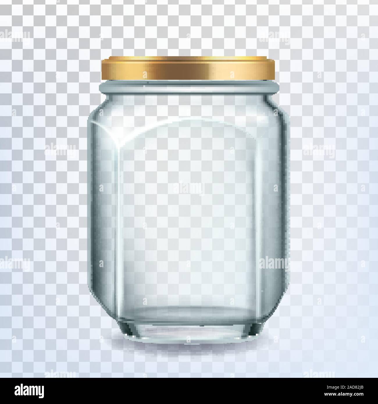 Una bottiglia di vetro chiusa dal tappo dorato per il vettore di zucchero Illustrazione Vettoriale