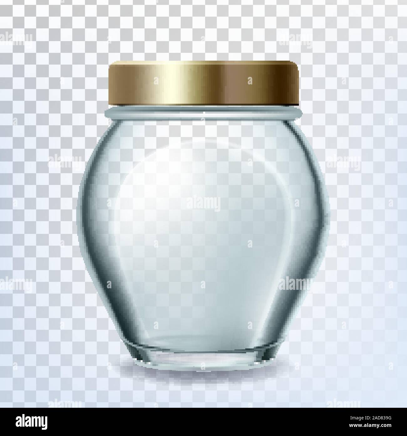 Una bottiglia di vetro chiusa dal tappo dorato per il vettore di zucchero Illustrazione Vettoriale