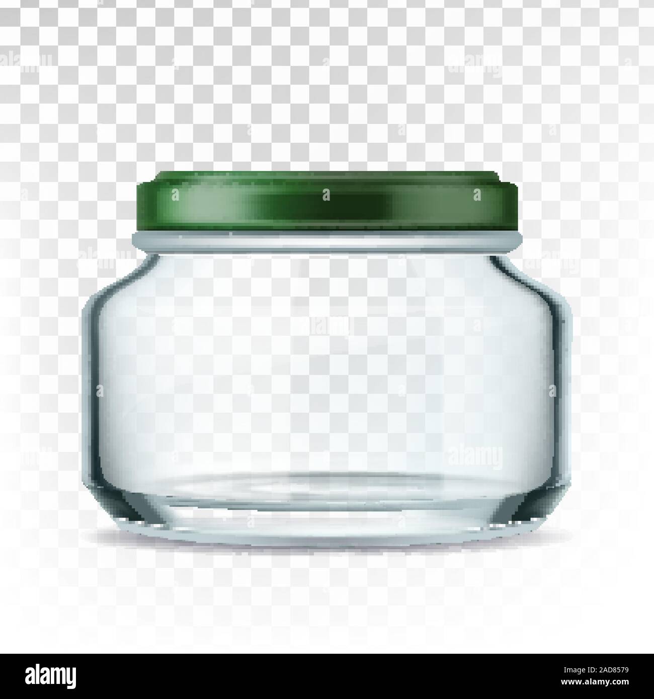 Barattolo di vetro con tappo verde per storage di vettore di salsa Illustrazione Vettoriale