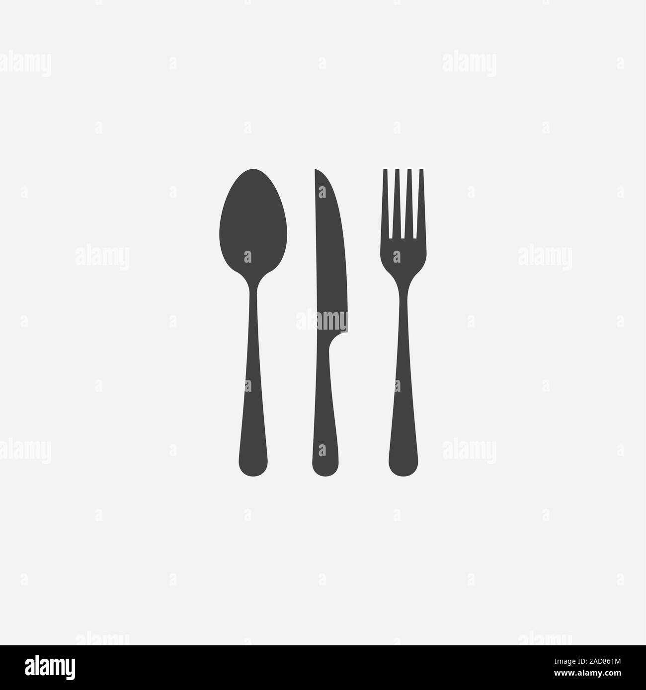 Cucchiaio, coltello e forchetta icona, attraversato il simbolo, ristorante piatta illustrazione vettoriale, Ristorante Simbolo, cottura vettore icona Illustrazione Vettoriale