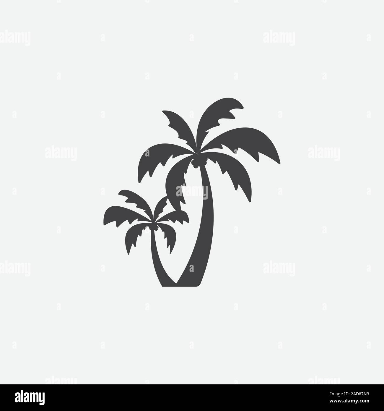 Palm tree silhouette vettore icona, Palm tree illustrazione vettoriale, albero di cocco icona illustrazione vettoriale, piatto semplice illustrazione vettoriale Illustrazione Vettoriale