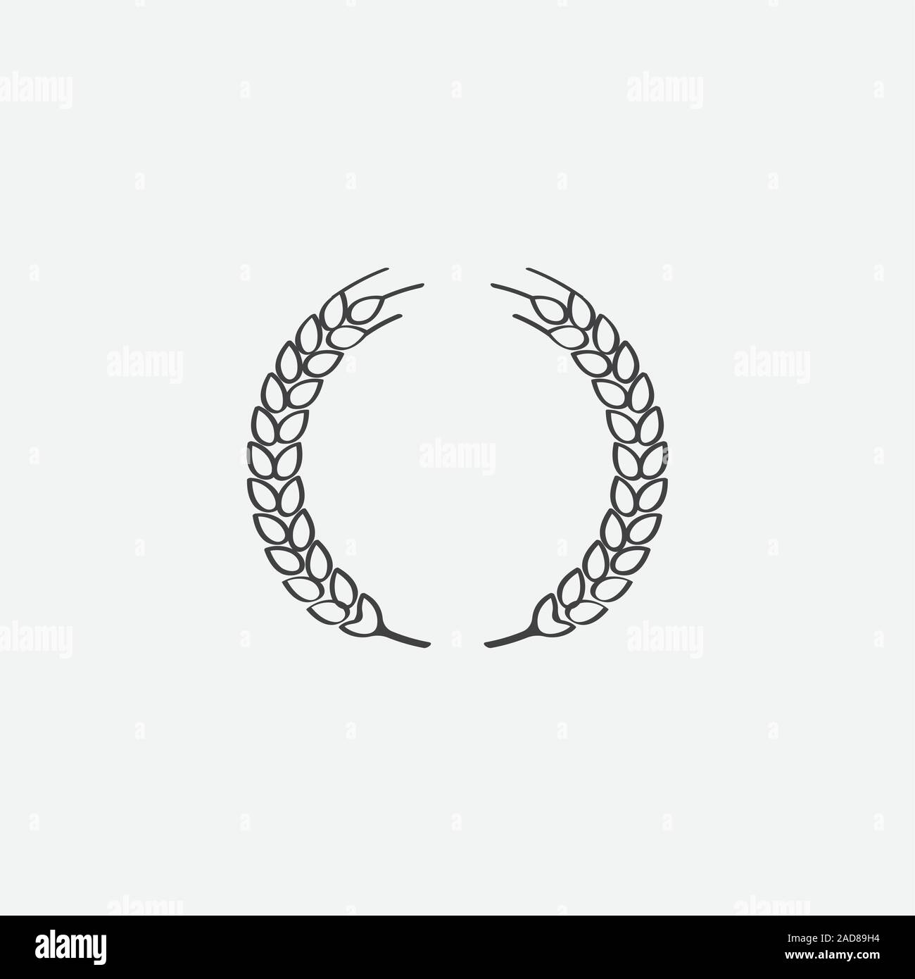 Corona di alloro floreali elemento araldico araldico, stemma logo decorativo Illustrazione Vettore, Arte e illustrazione della corona di alloro, rami di ulivo, simbolo di vittoria Illustrazione Vettoriale