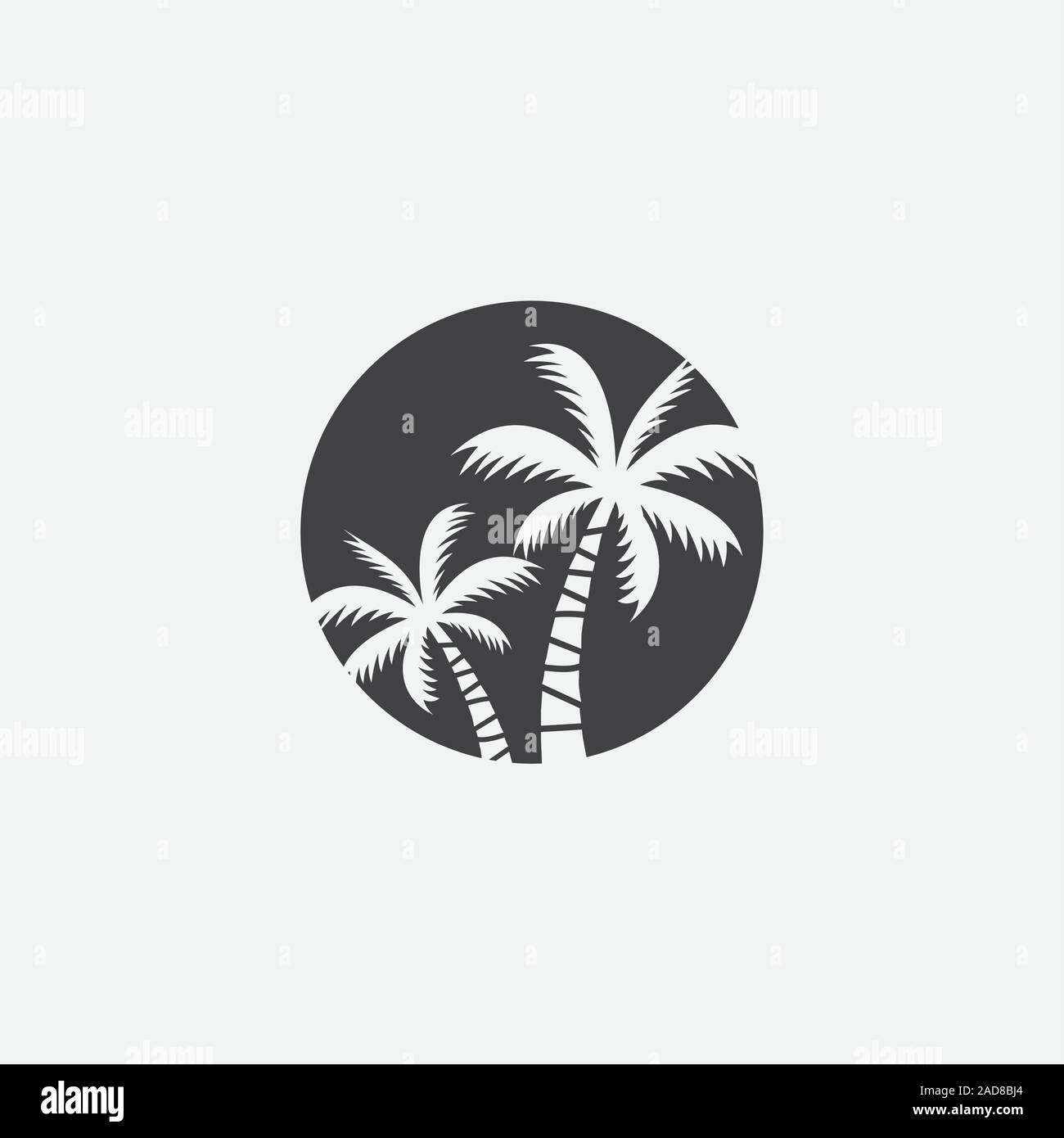 Palm tree silhouette vettore icona, Palm tree illustrazione vettoriale, albero di cocco icona illustrazione vettoriale, piatto semplice illustrazione vettoriale Illustrazione Vettoriale