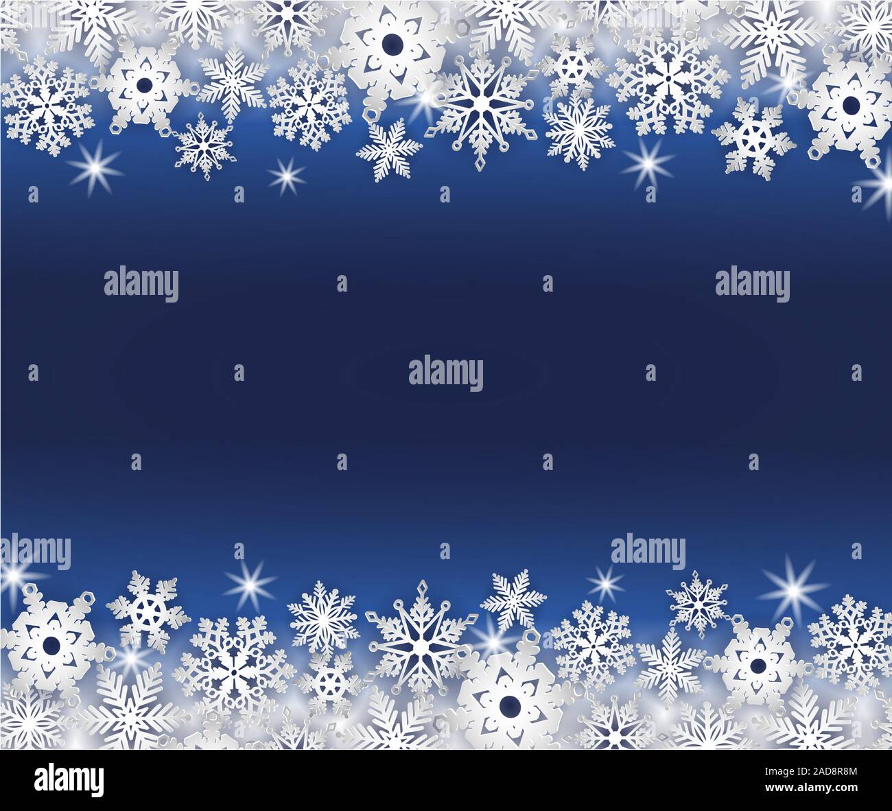 Natale sfondo blu con i fiocchi di neve Illustrazione Vettoriale