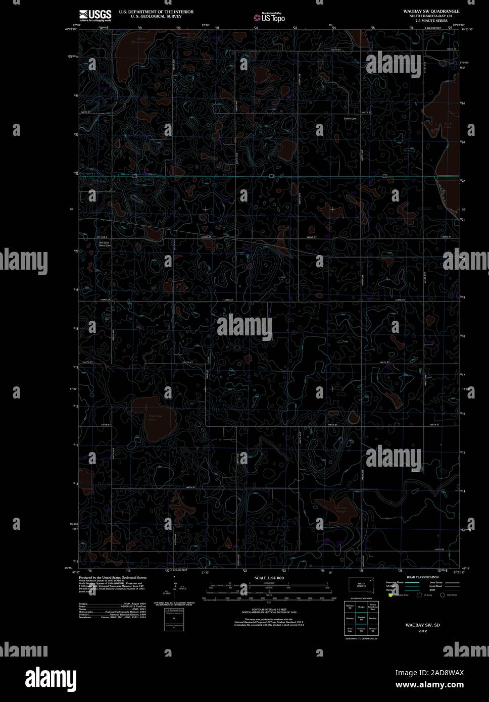 Waubay mappa del dakota del sud immagini e fotografie stock ad alta