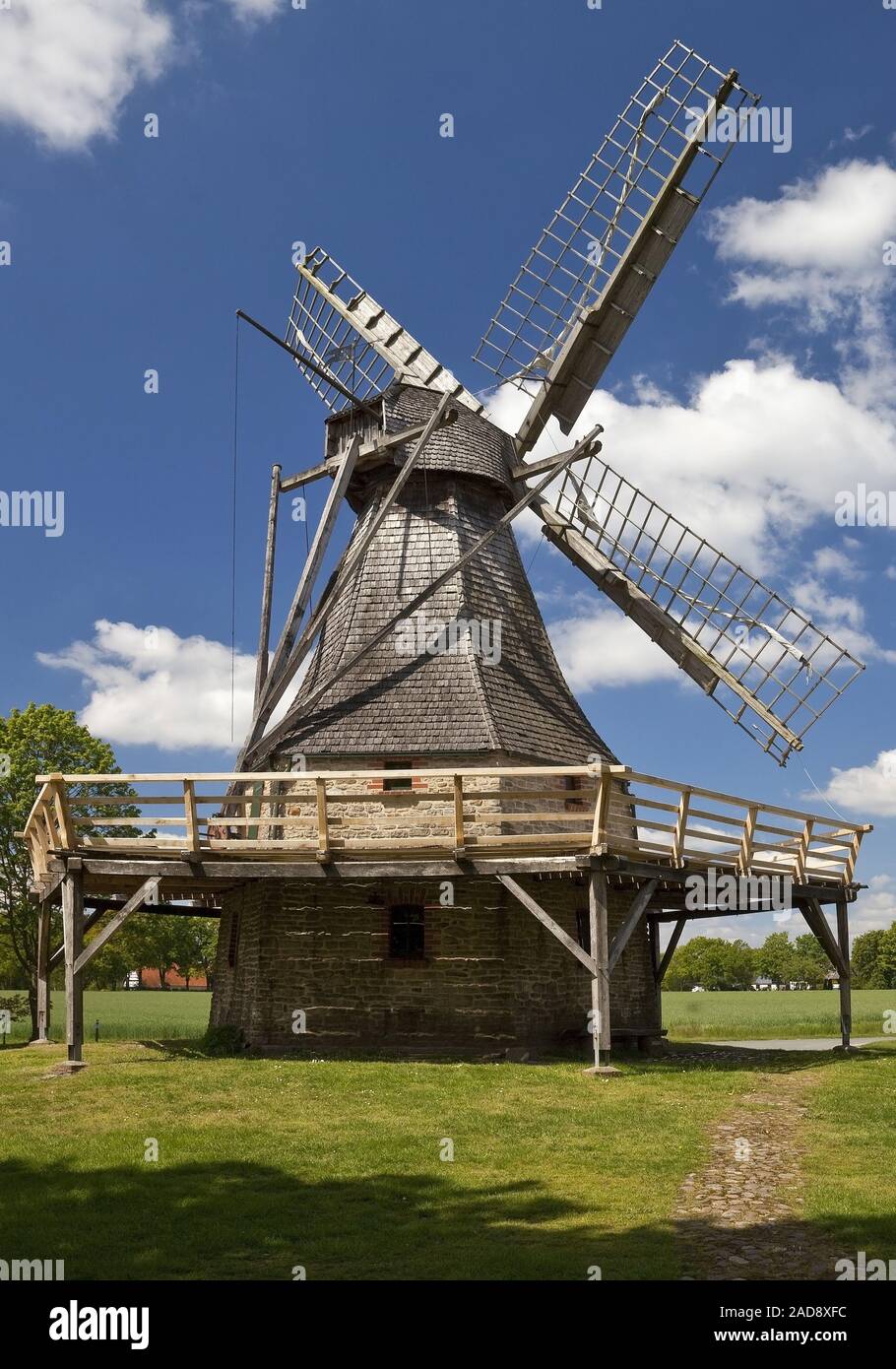 Mulino a vento Levern, Stemwede, East Westfalia, Renania settentrionale-Vestfalia, Germania, Europa Foto Stock