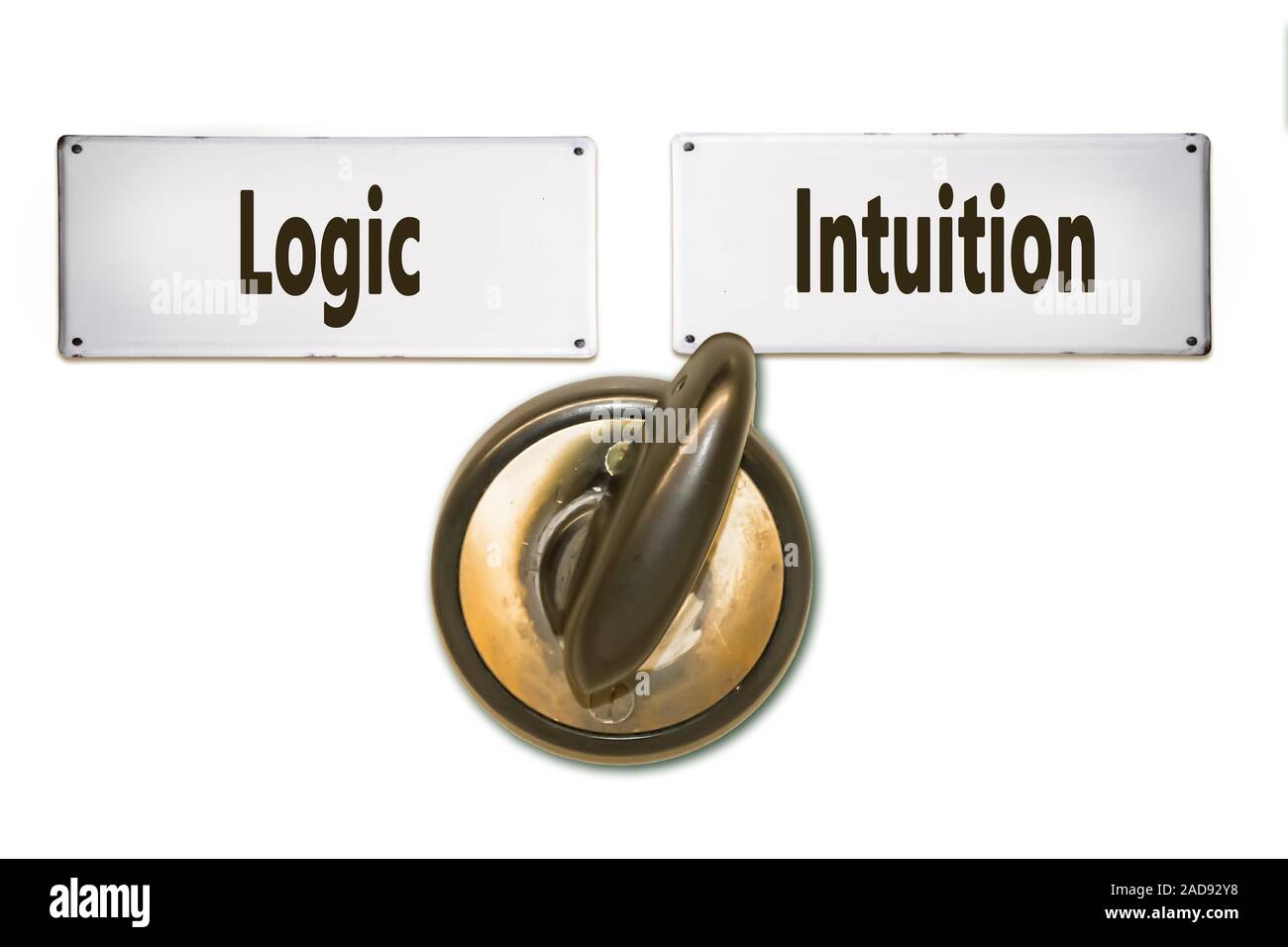 Strada segno intuizione versus Logic Foto Stock