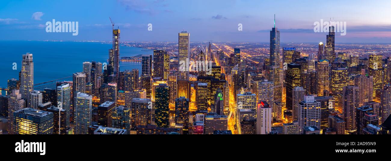 Vista aerea di Chicago dall'alto Panorama Sud Foto Stock