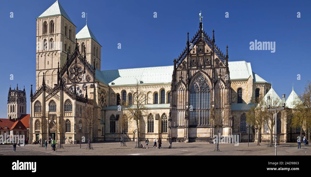 Cattedrale di Muenster, Muenster, Renania settentrionale-Vestfalia, Germania, Europa Foto Stock