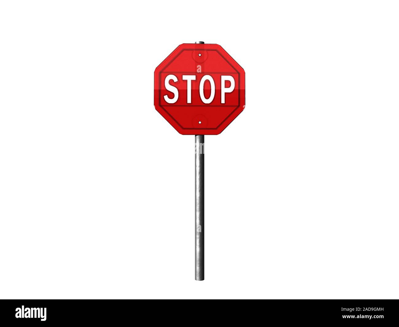 Stop rosso su strada Foto Stock