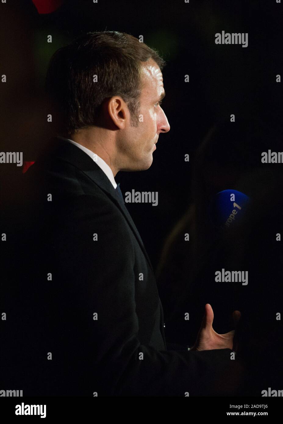 Londra, Regno Unito. Il 3 dicembre 2019. Nella foto: Emmanuel Macron - Presidente della Francia. Boris Johnson, Primo Ministro del Regno Unito ospita una reception con leader stranieri in anticipo della NATO (Organizzazione del Trattato del Nord Atlantico) riunione il 4 dicembre. Credito: Colin Fisher/Alamy Live News. Foto Stock