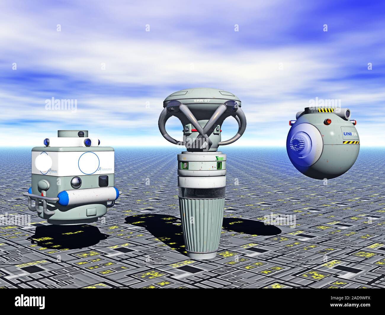 Robot galleggiano in aria aperta Foto Stock