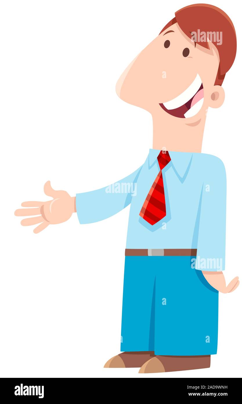 Uomo che allunga la mano cartoon illustrazione Foto Stock