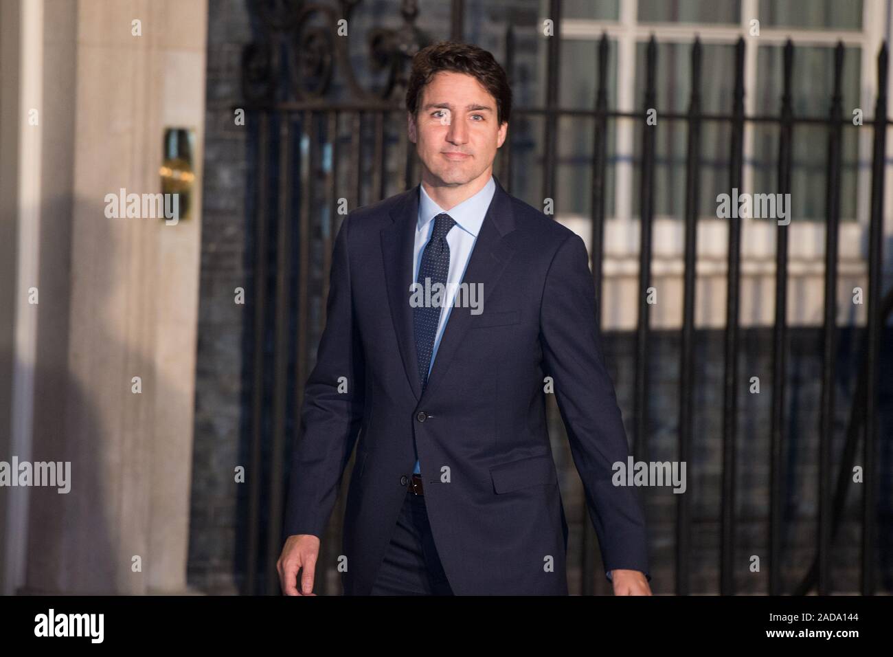 Londra, Regno Unito. Il 3 dicembre 2019. Nella foto: Justin Trudeau - Il Primo ministro del Canada. Boris Johnson, Primo Ministro del Regno Unito ospita una reception con leader stranieri in anticipo della NATO (Organizzazione del Trattato del Nord Atlantico) riunione il 4 dicembre. Credito: Colin Fisher/Alamy Live News. Foto Stock
