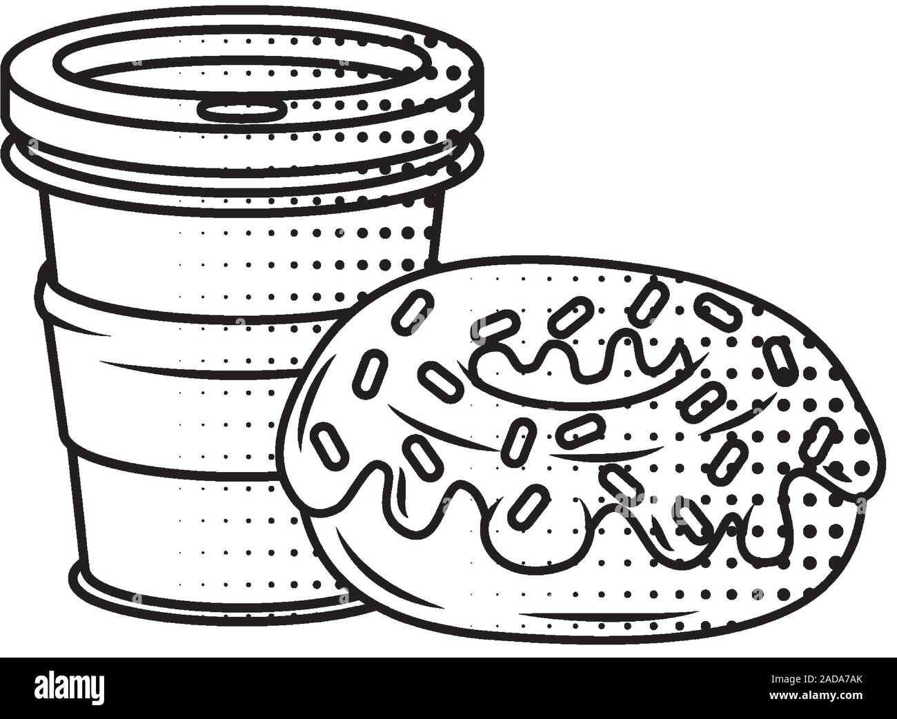 Deliziosi dolci della ciambella con caffè Illustrazione Vettoriale