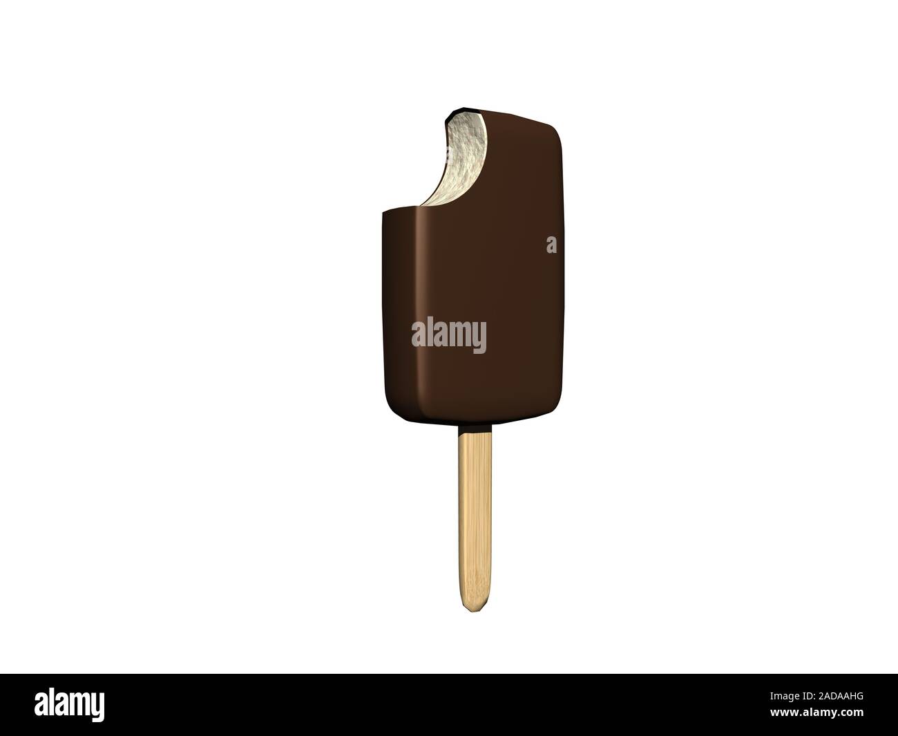 Gelato alla crema con rivestimento di cioccolato su un bastone Foto Stock