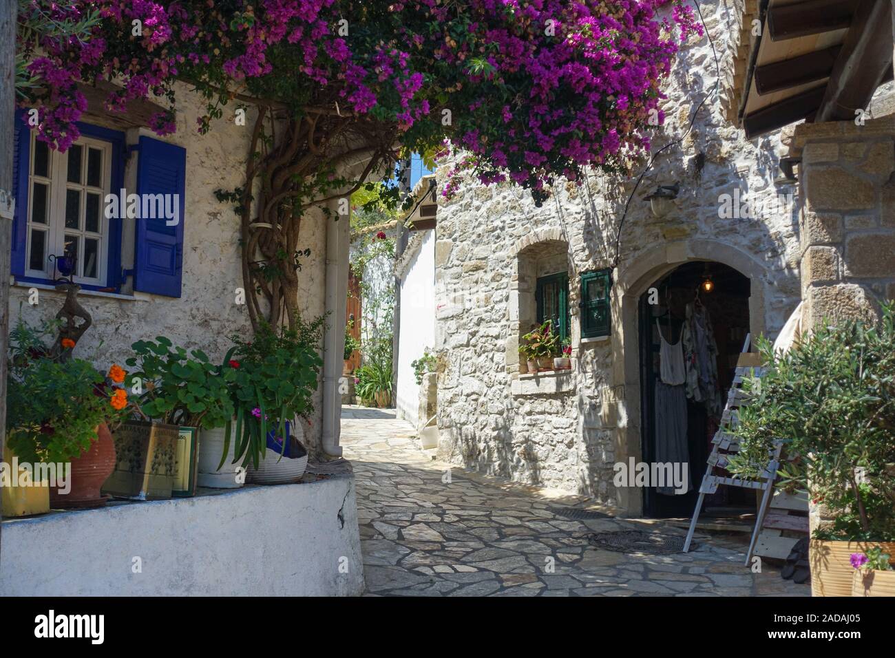 Il pittoresco villaggio di Afionas, Corfù, Grecia Foto Stock