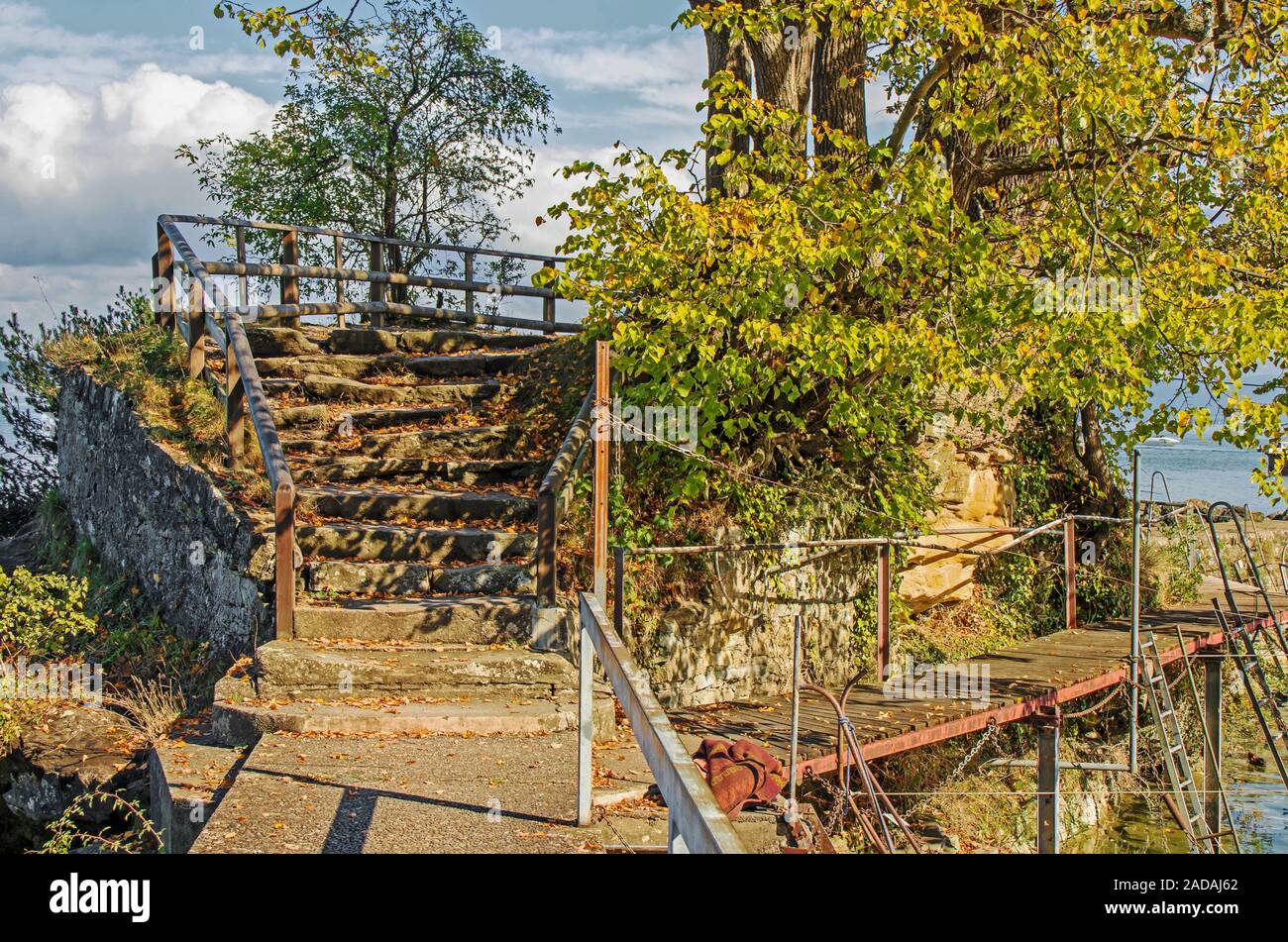 Al Boat Harbour Romanshorn, Canton Turgovia, Svizzera Foto Stock