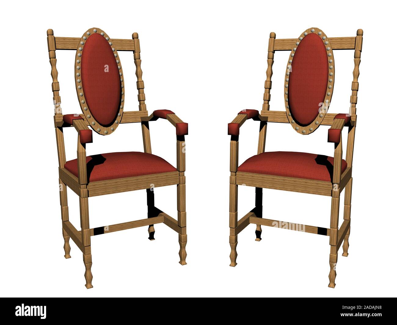 Marrone sedie in legno con imbottitura Foto Stock