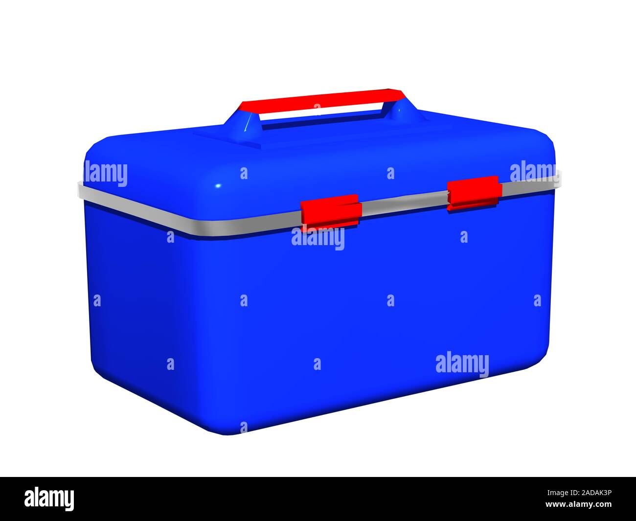 Make up blu valigia con maniglia rossa Foto Stock