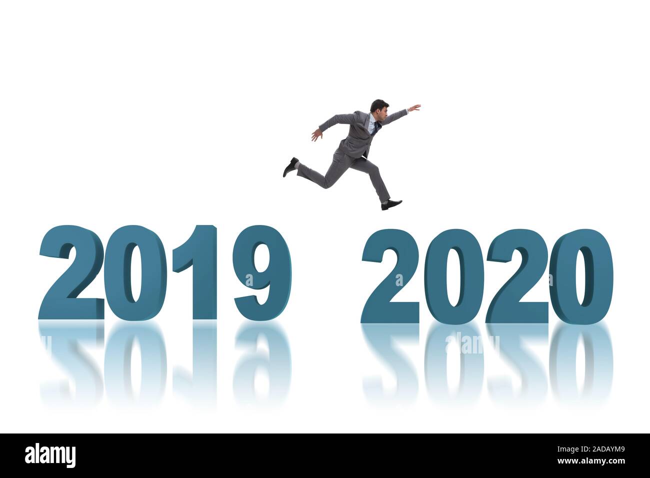 Businessman jumping dal 2019 al 2020 Foto Stock