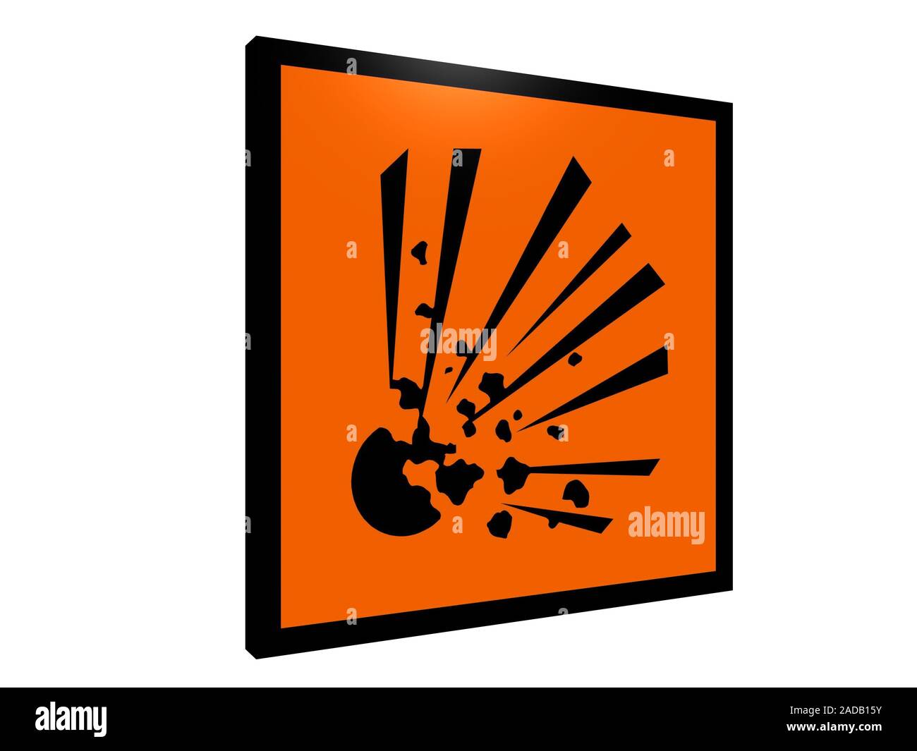 Orange esplosiva segno di avvertimento Foto Stock